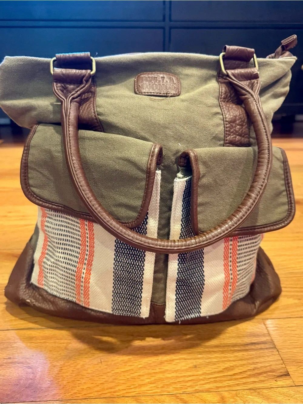 Vintage Billabong Canvas and Leather Tote Bag